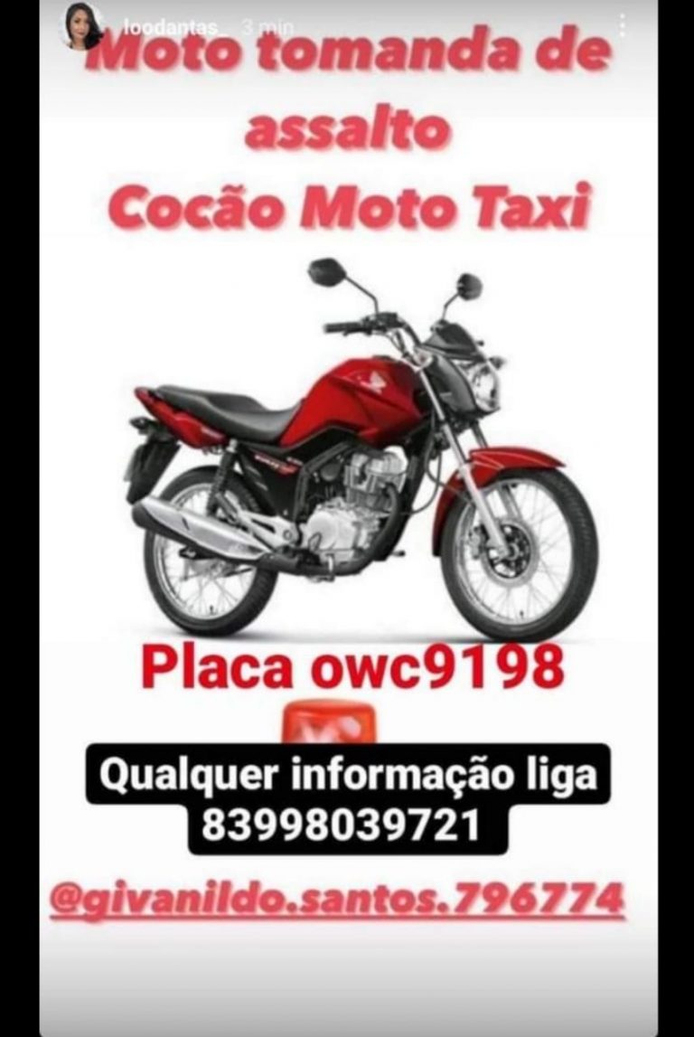 Ap s ter moto tomado  de assalto moto  taxista de Nova 